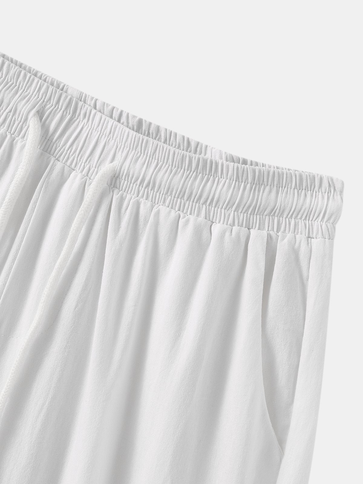 Herren Leinen Shorts Multi-Pocket Krawatte Cargohosen