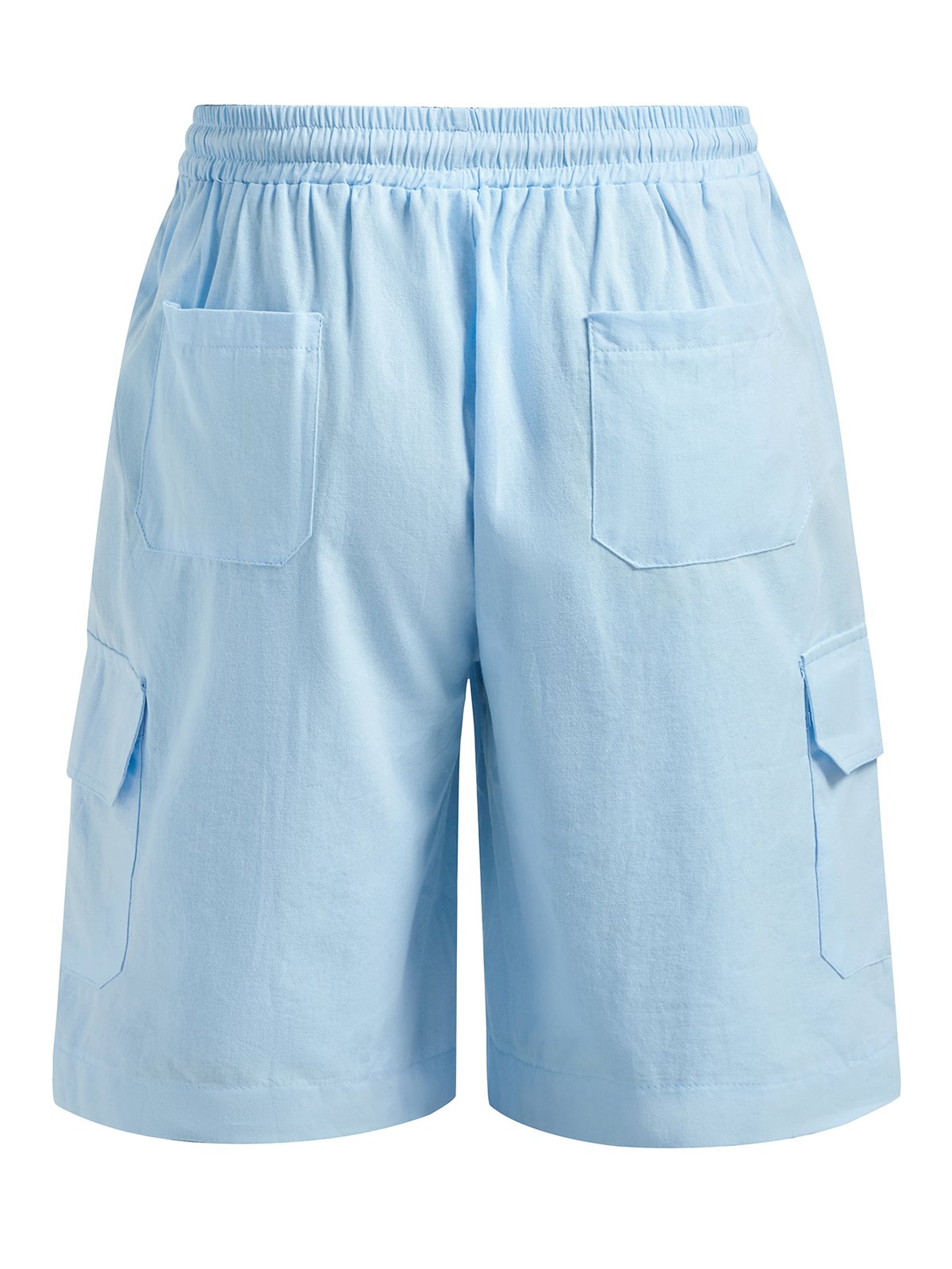 Herren Leinen Shorts Multi-Pocket Krawatte Cargohosen