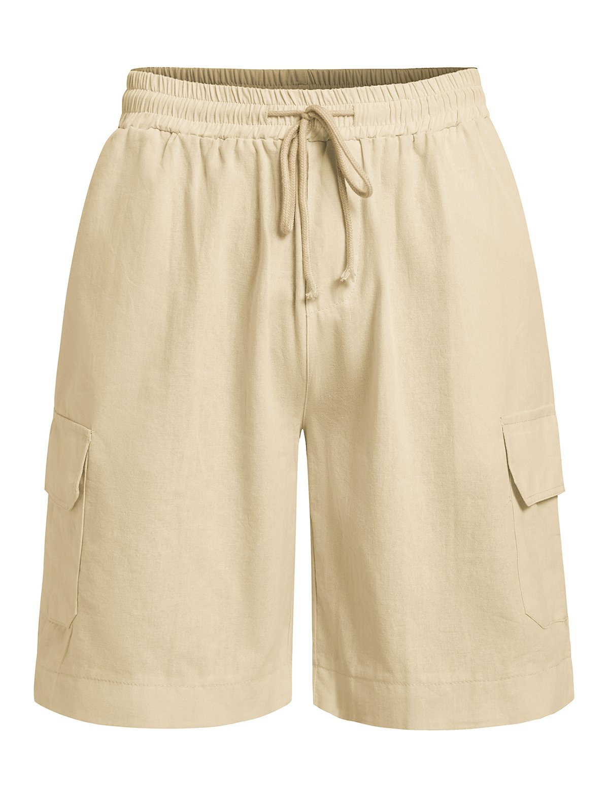 Herren Leinen Shorts Multi-Pocket Krawatte Cargohosen