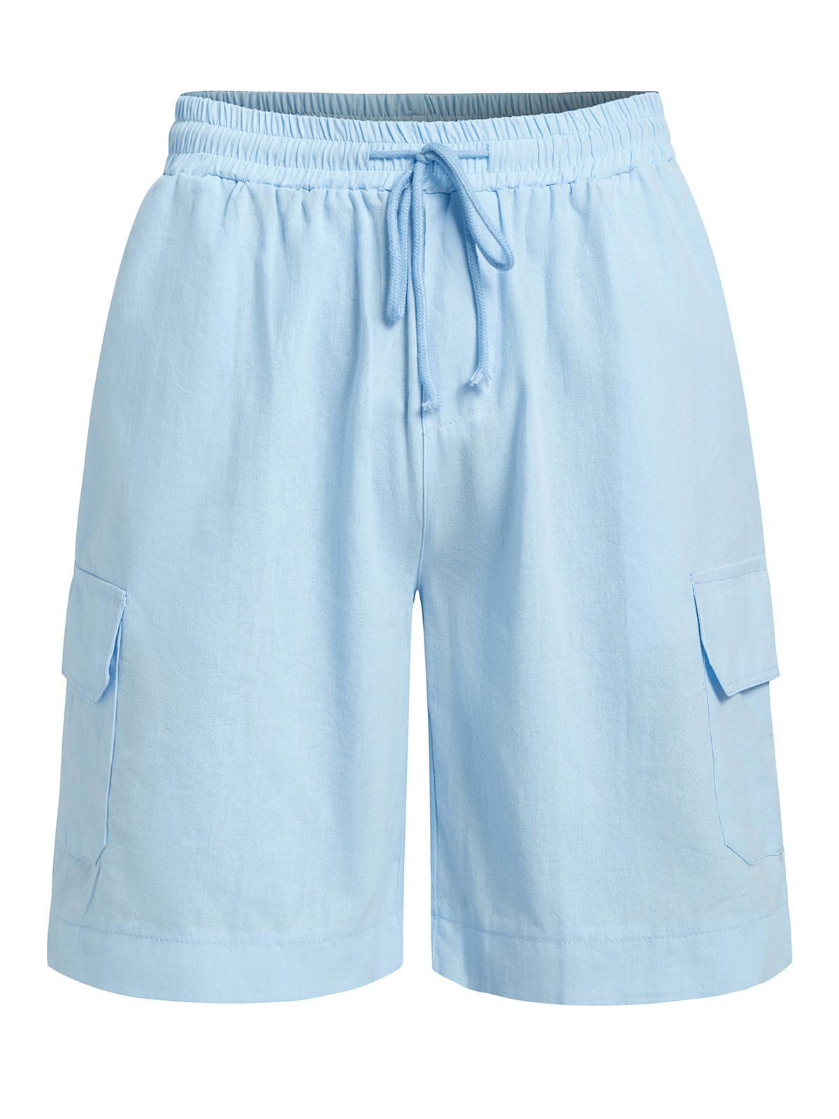Herren Leinen Shorts Multi-Pocket Krawatte Cargohosen