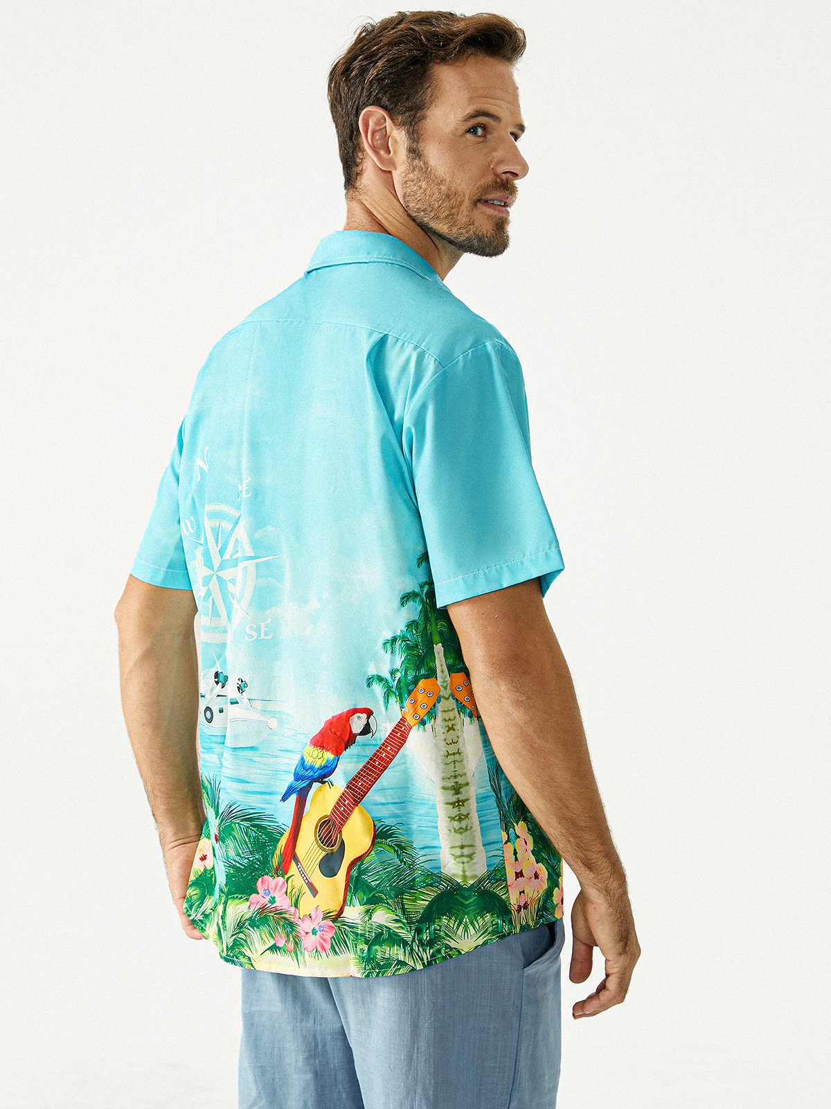 IM RUHESTAND Nicht meine Problem Nicht mehr Brusttasche Kurzarm Hawaiische Bluse