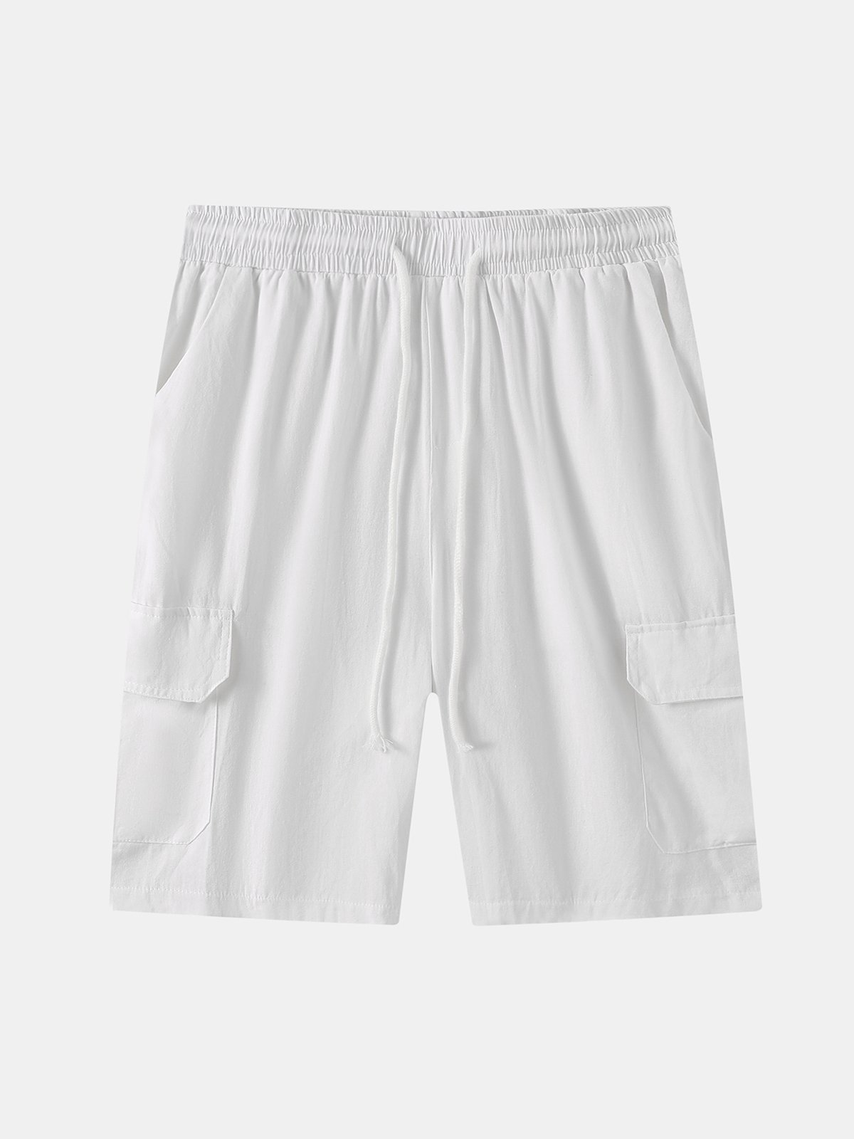 Herren Leinen Shorts Multi-Pocket Krawatte Cargohosen