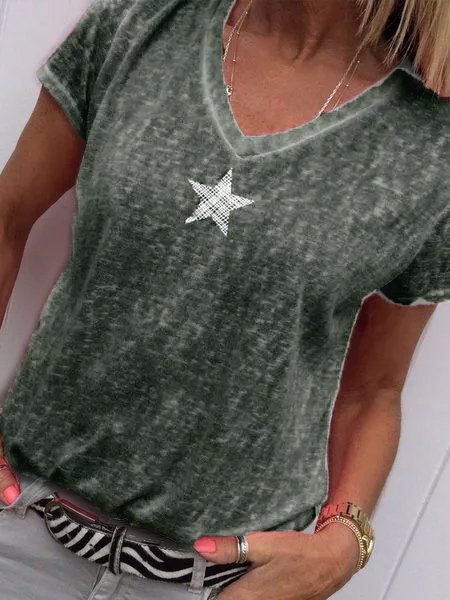 Damen Modetrends Große Größen Lässiges T-Shirt mit Stern-Print