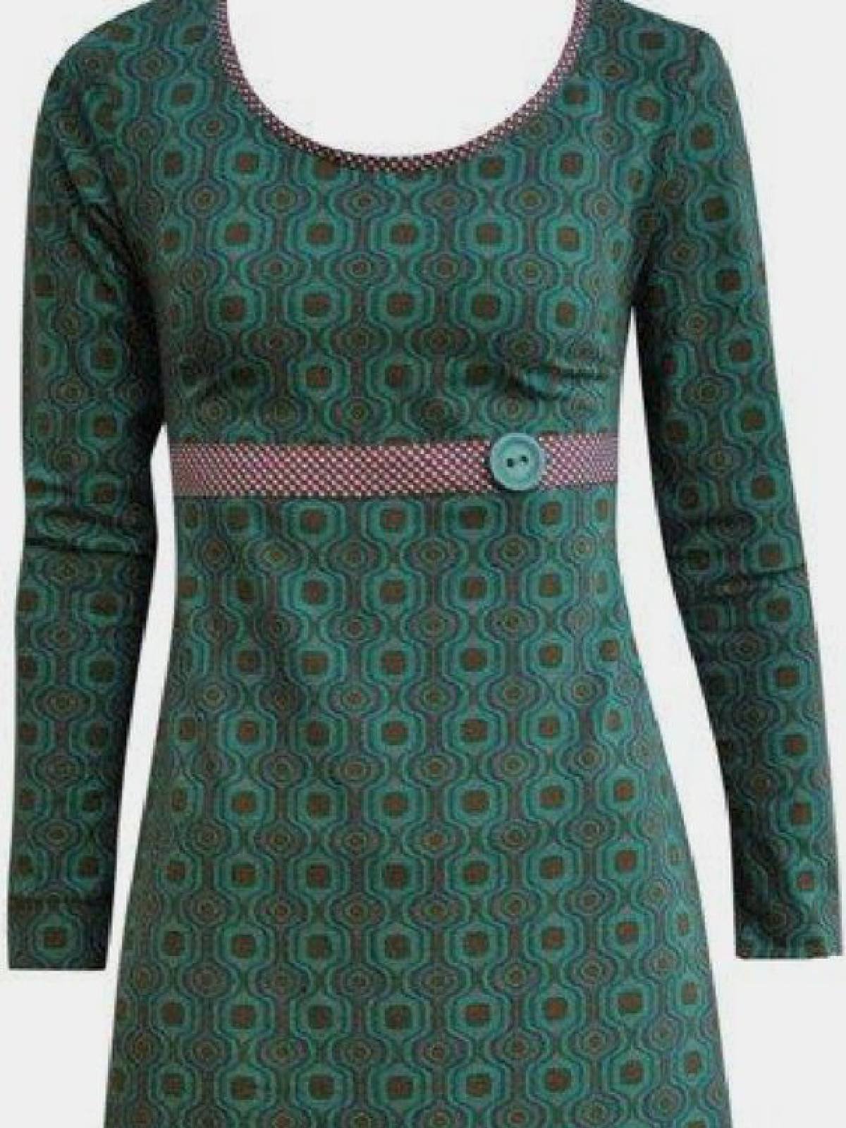 Modetalente kleider damen Grün Baumwollgemisch Freizeitkleid