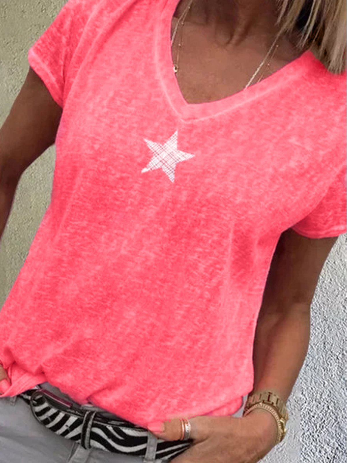 Damen Modetrends Große Größen Lässiges T-Shirt mit Stern-Print