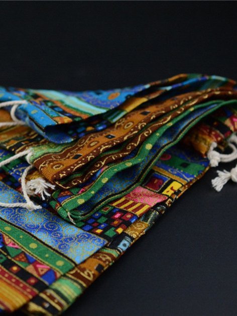Ethnischer Stil Tunnelzug Tasche aus Baumwolle Leinen
