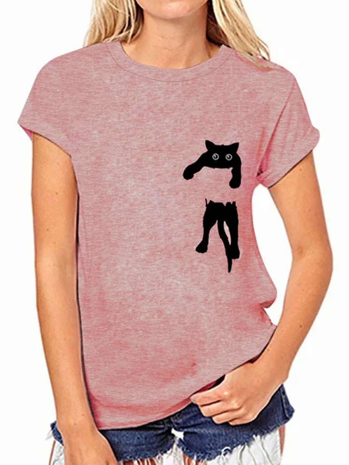 Damen mode Lässig Katze Print T-Shirts