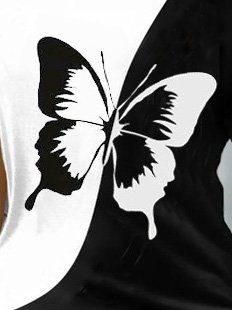 Schmetterling Lässig Regelmäßige Passform Kurzarm T-Shirt