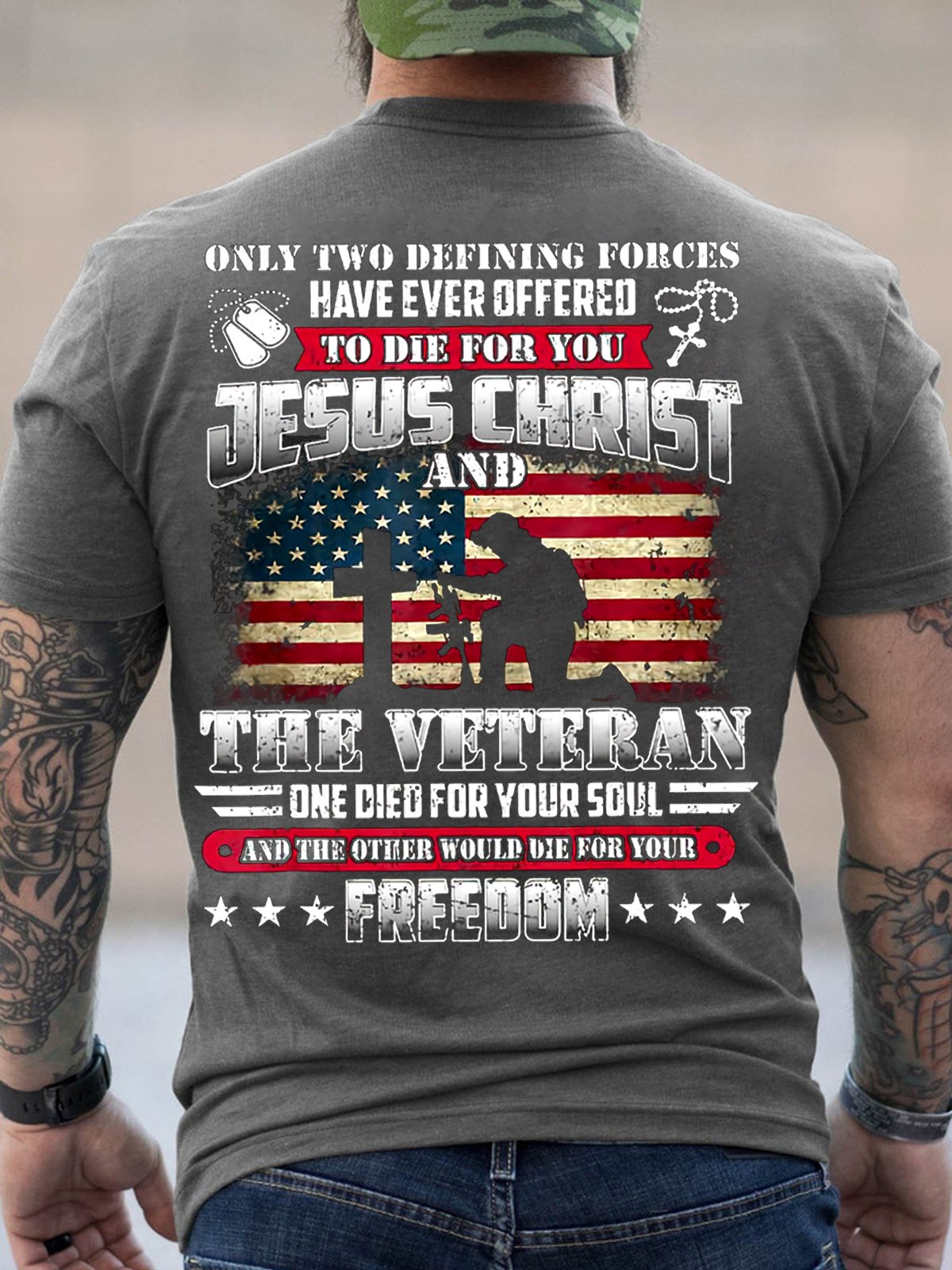 Herren Gott Jesus CHRISTUS sterben für Ihre Seele Veteranen für Ihre Freiheit Retro Baumwolle T-Shirt
