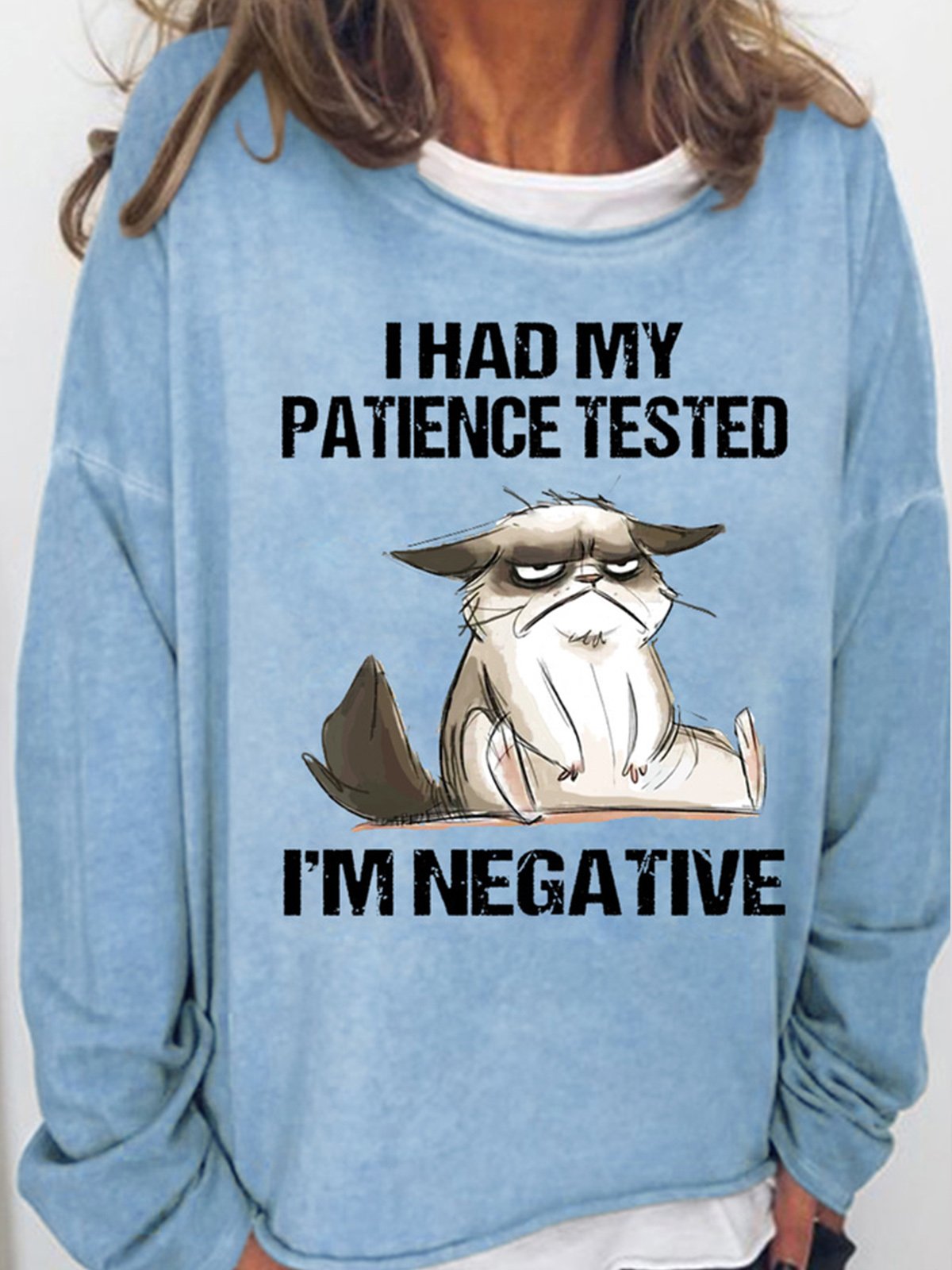 Damen Ich hatte meine Die Geduld Getestet bin ich Negativ Katze Lustig SARKASMUS Lässig Sweatshirt