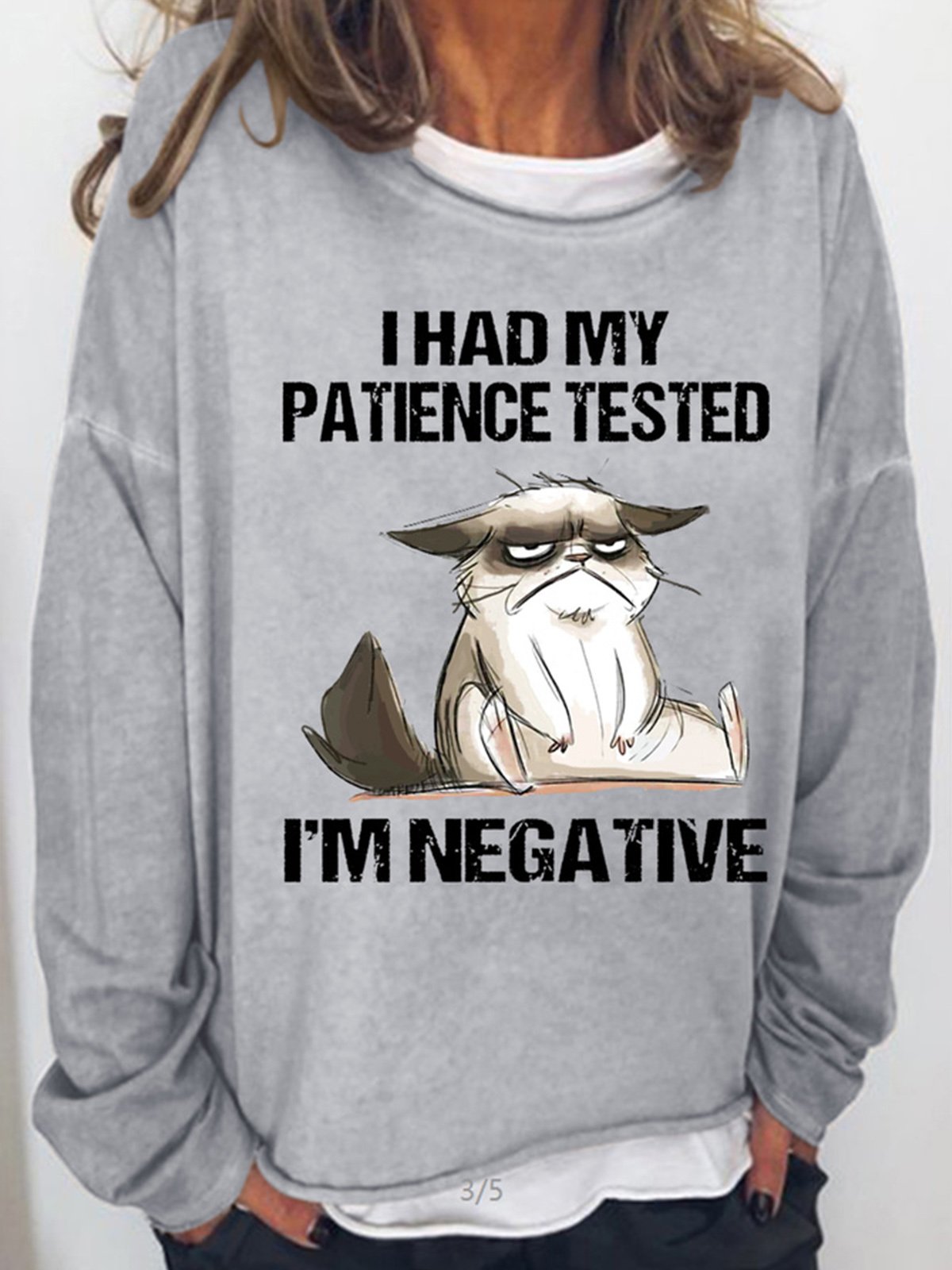 Damen Ich hatte meine Die Geduld Getestet bin ich Negativ Katze Lustig SARKASMUS Lässig Sweatshirt