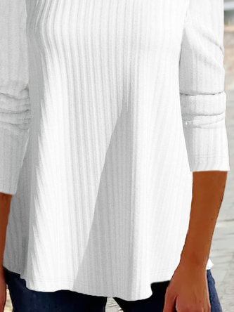 Weit Langarm Unifarben Tunika T-Shirt