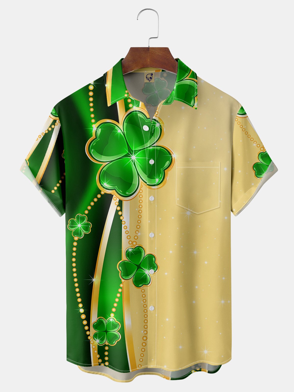 NS. Patricks Day Brusttasche Kurzarm Lässig Bluse