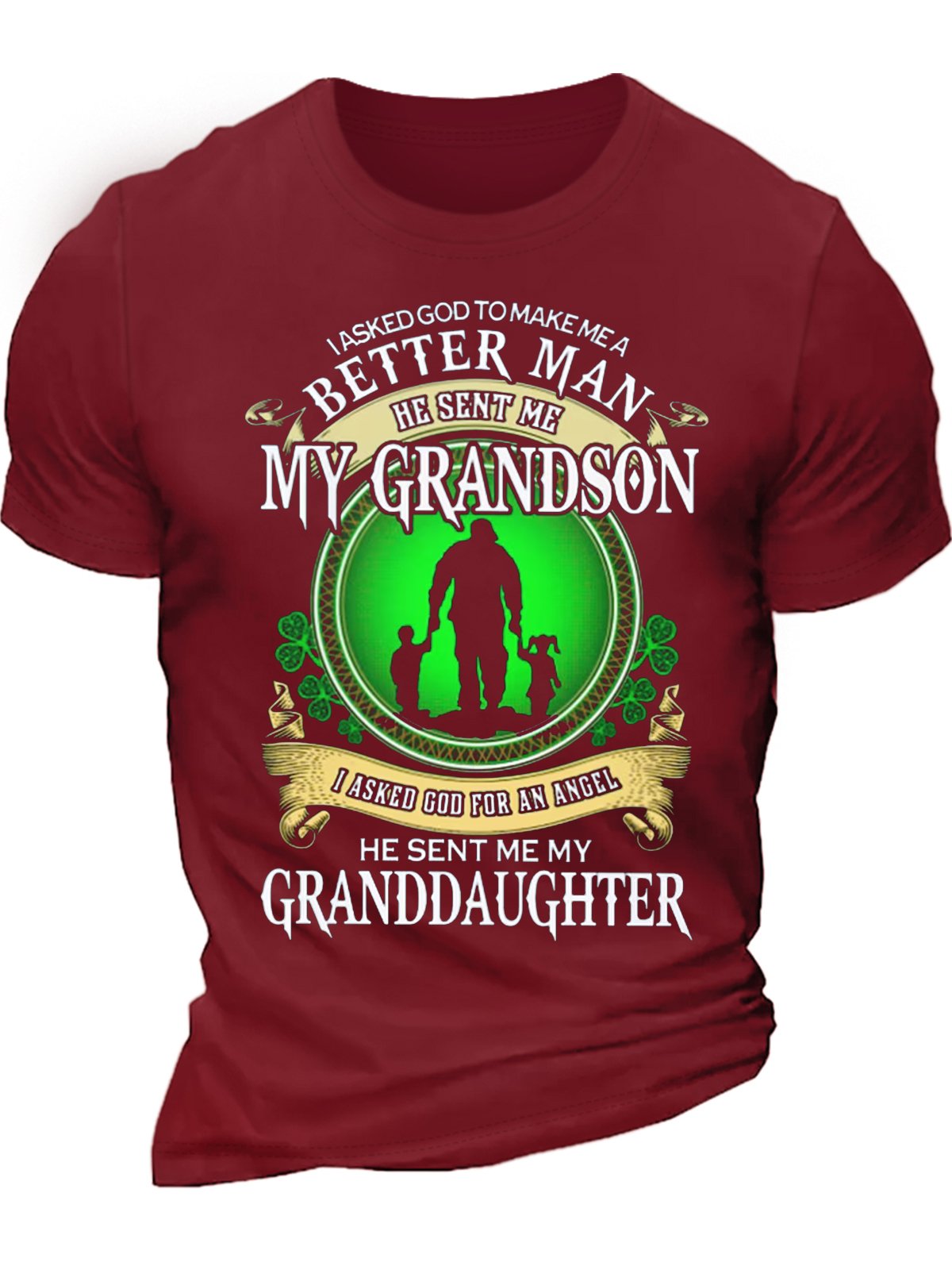 Herren Ich fragte Gott zu machen Mir A besser Mann T-Shirt, Perfekt Geschenk für Opa Kleeblatt NS Patricks Tag Lässig  Briefe T-Shirt