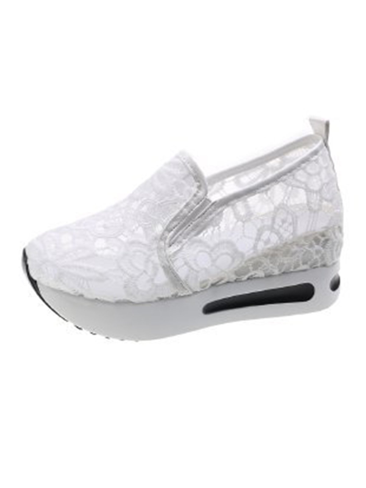 Blumenstickerei Mesh Paneeliert Slip-On Keil Sneakers