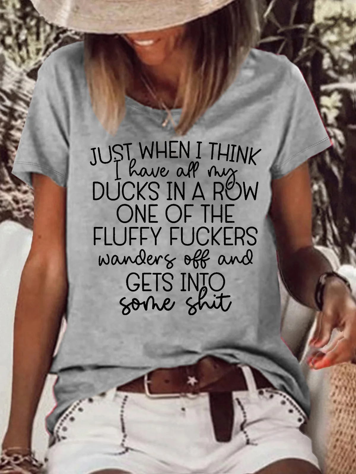 Damen Enten im A Reihe Lustig Briefe Lässig T-Shirt