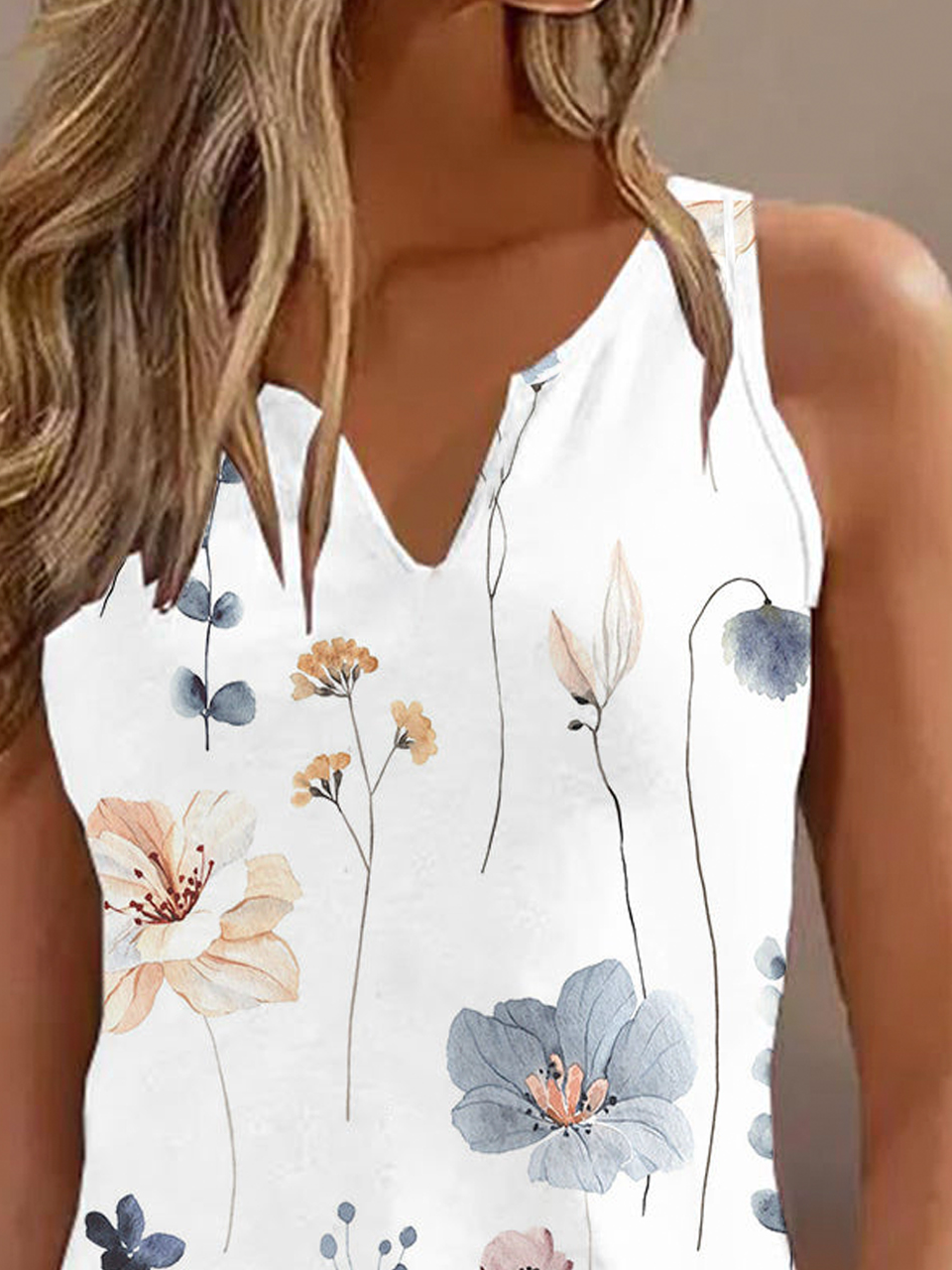 Gekerbt Lässig Weit Tanktop Oberteile