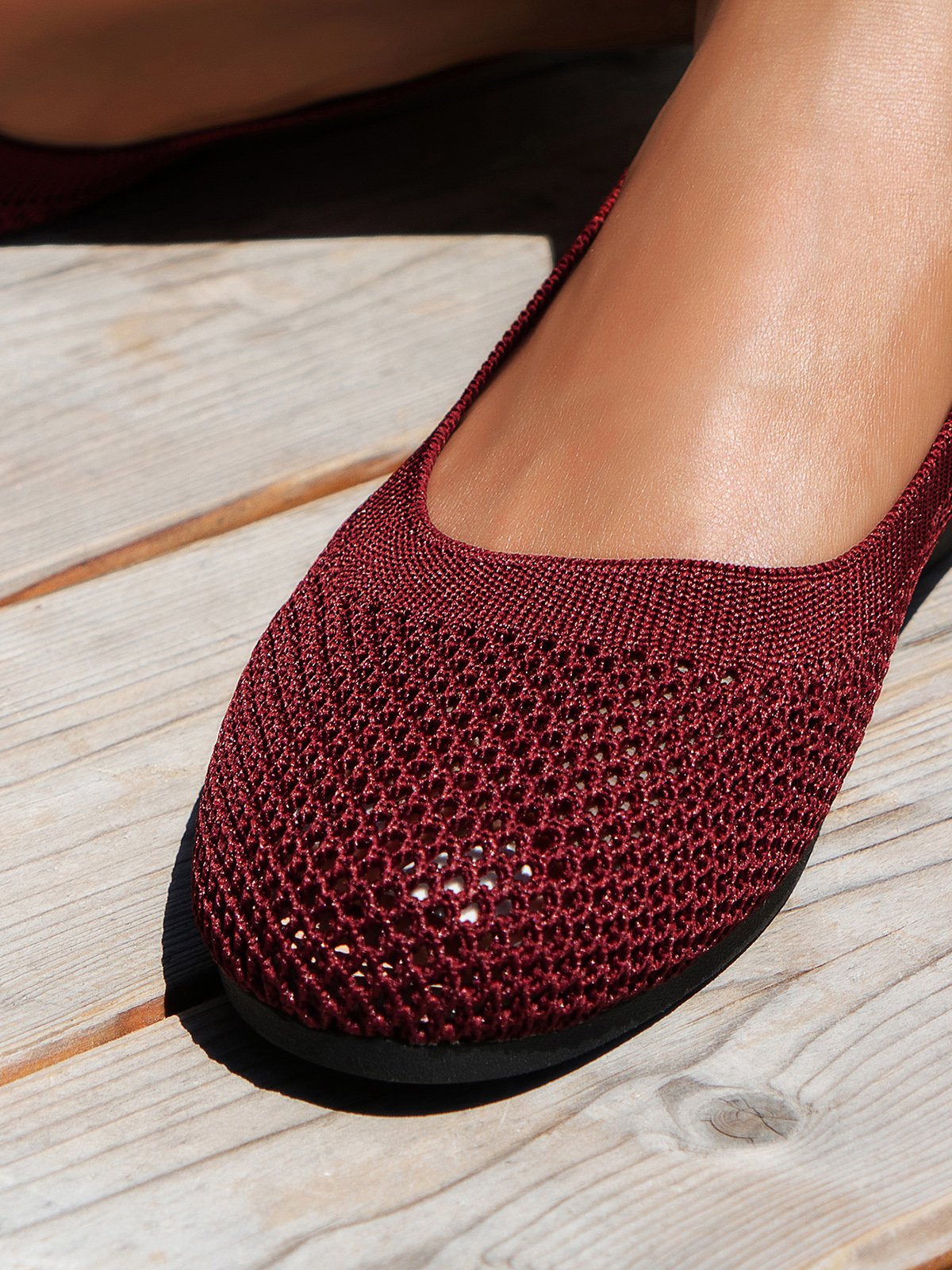 Atmungsaktiv Ausgehöhlt Textil Lässig Flache Schuhe