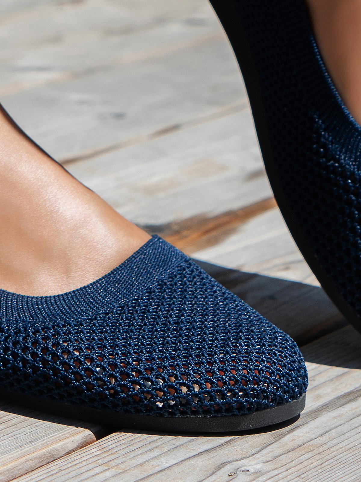 Atmungsaktiv Ausgehöhlt Textil Lässig Flache Schuhe