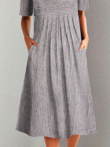 Lässig Rundhals Weit Kleid mit Nein