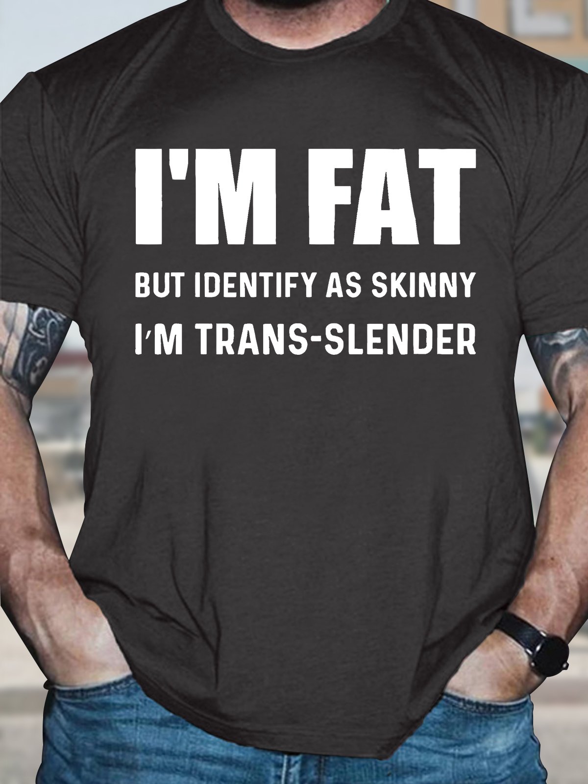 Herren Lustig ich bin Fett aber identifizieren wie Dünn ich bin Trans Slende Grafik Print Lässig Baumwolle Textbriefe T-Shirt