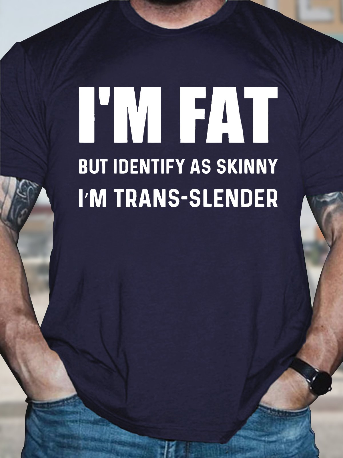 Herren Lustig ich bin Fett aber identifizieren wie Dünn ich bin Trans Slende Grafik Print Lässig Baumwolle Textbriefe T-Shirt