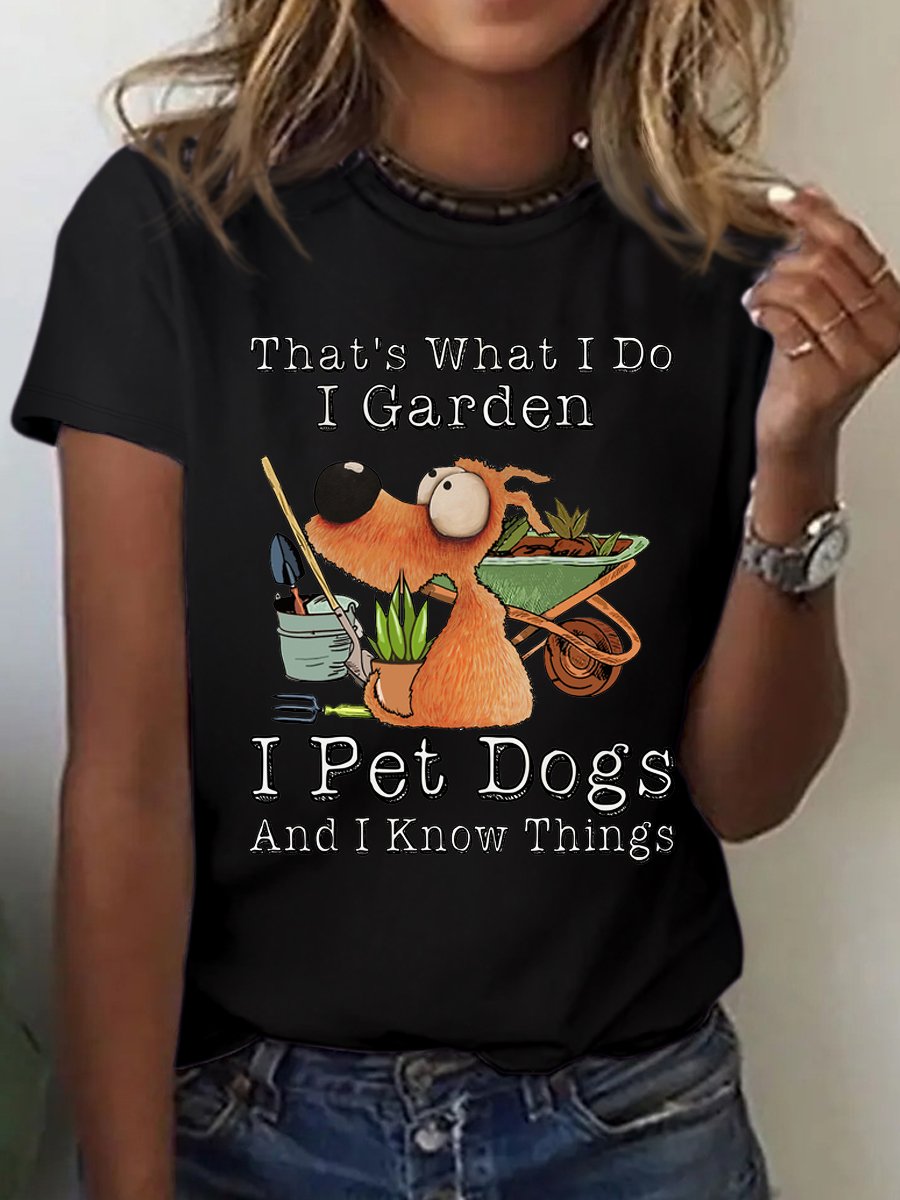 Damen Baumwolle I Garten I Haustier Hunde und I Kennt Dinge Lässig T-Shirt