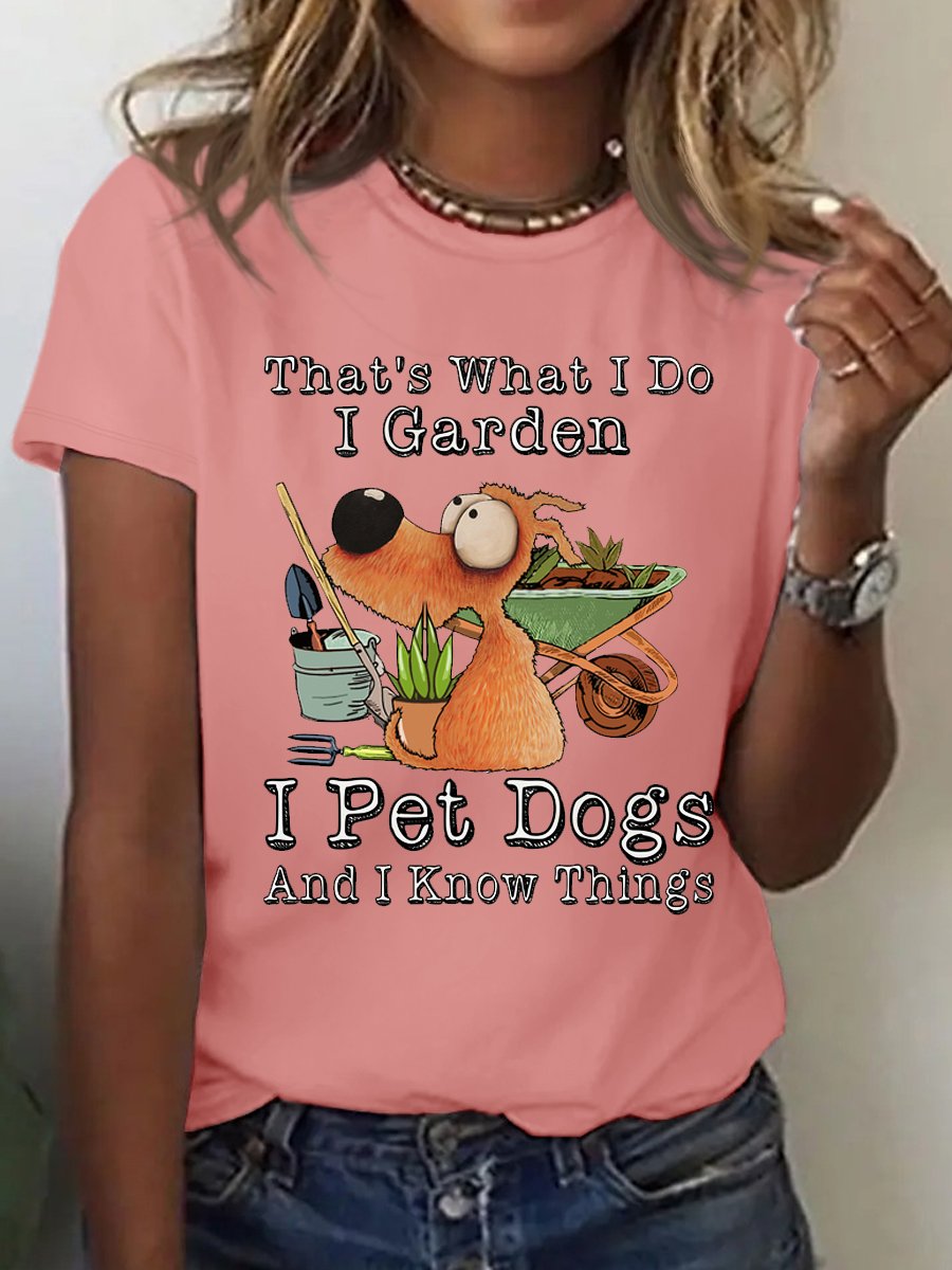 Damen Baumwolle I Garten I Haustier Hunde und I Kennt Dinge Lässig T-Shirt