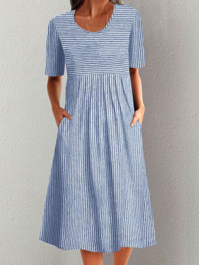 Lässig Rundhals Weit Kleid mit Nein