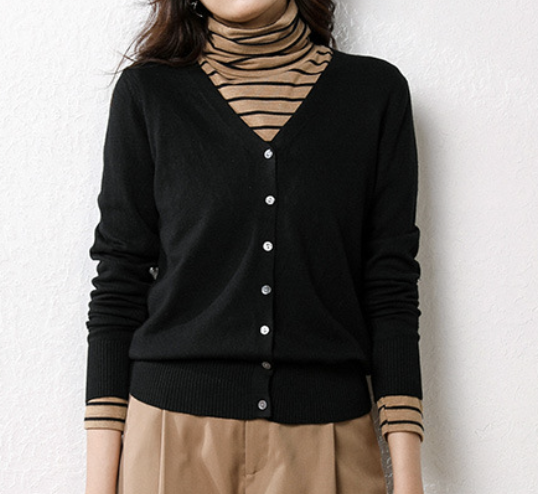 V-Ausschnitt Schnalle Langarm Lässig Unifarben Strickjacke