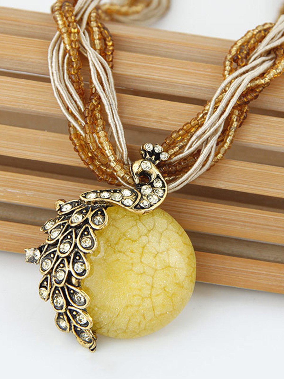 Pfauenblau Strass Perlen Pendant Halsketten