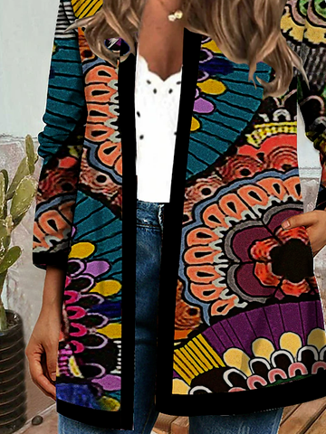 Wickeln Lässig Ethnisch Weit Jacke Poncho