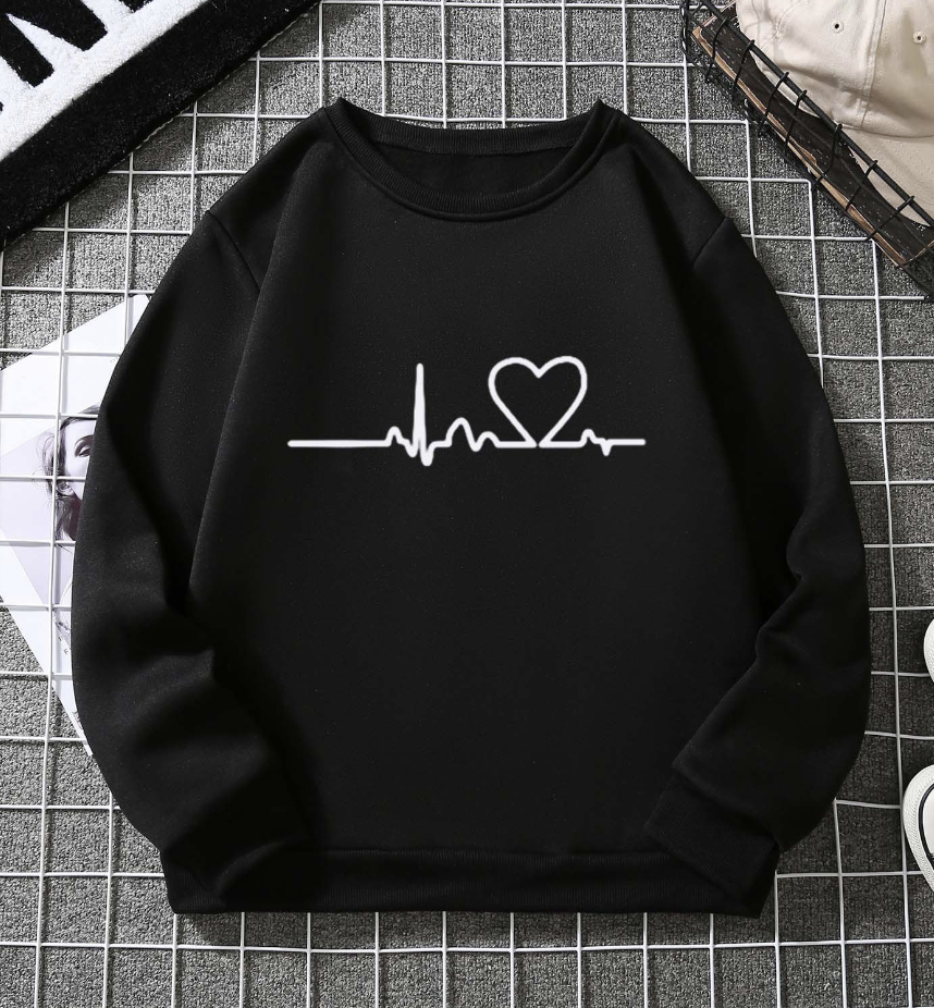 liebes Herz Langarm Rundhals Lässig Sweatshirt