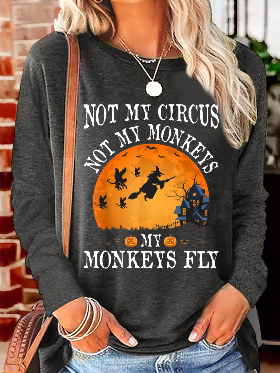 Damen Nicht meine Zirkus Nicht meine Affen Halloween Party Lässig Rundhals Bluse