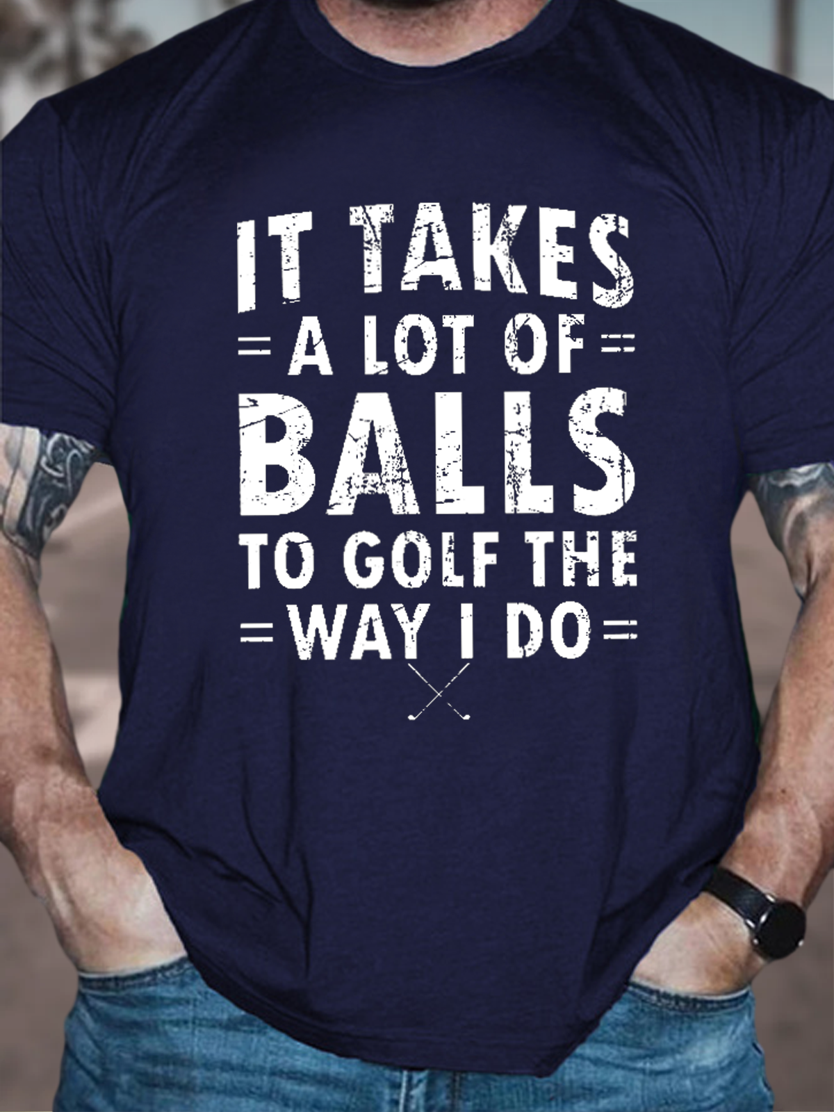 Herren Es nimmt A Menge der Bälle zu Golf mögen I Tun Lässig Baumwolle Textbriefe T-Shirt