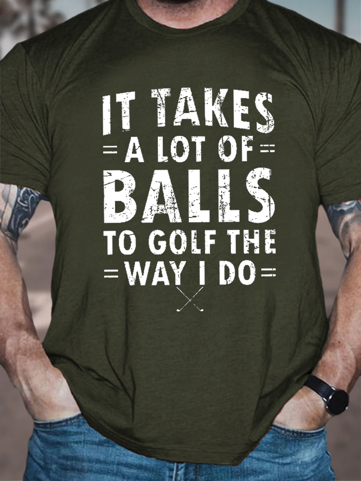 Herren Es nimmt A Menge der Bälle zu Golf mögen I Tun Lässig Baumwolle Textbriefe T-Shirt