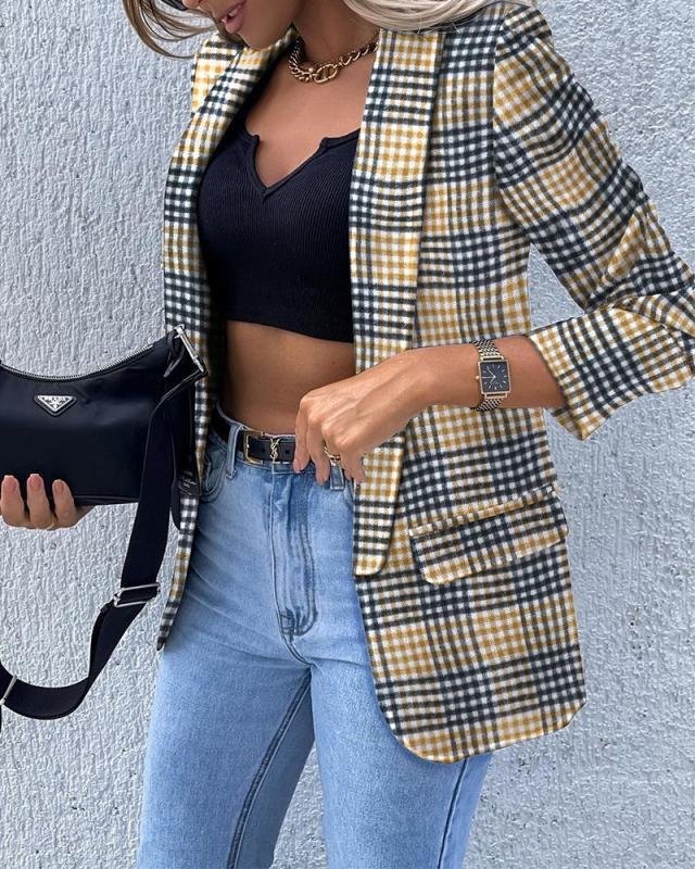 Sonstiges Lässig Geometrisch Weit Blazer