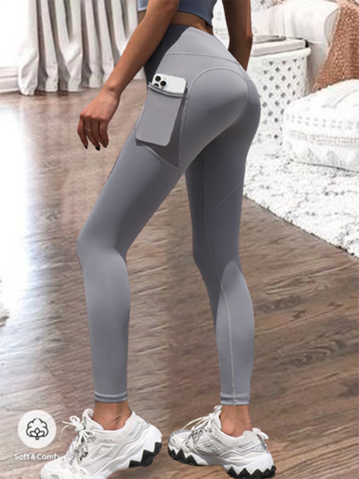 Taschen Unifarben Fest Hohe Elastizität Lässig Legging