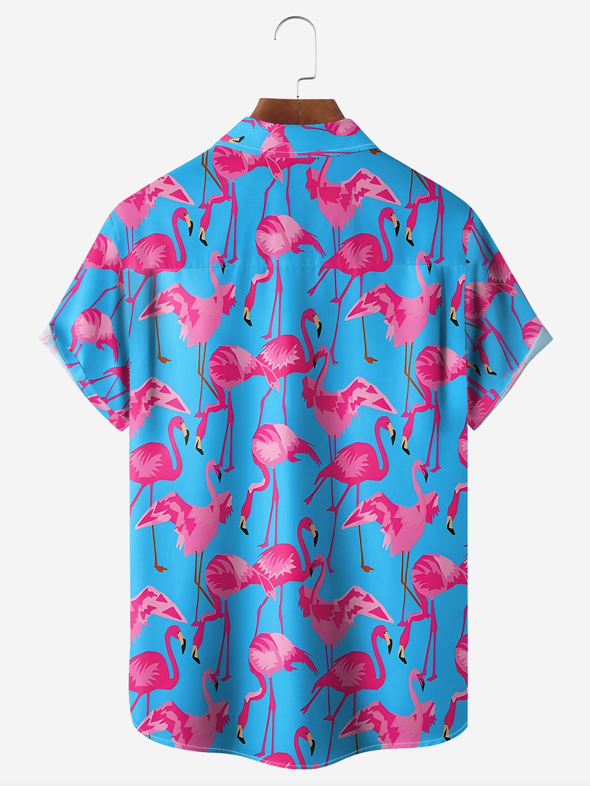 Tropisch Tier Flamingo Brusttasche Kurzarm Hawaiische Bluse