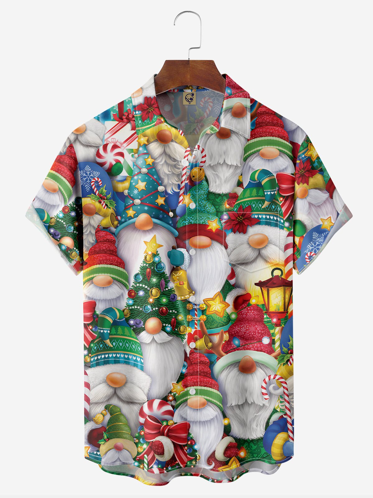 Weihnachten Gnom Brusttasche Kurzarm Hawaiische Bluse
