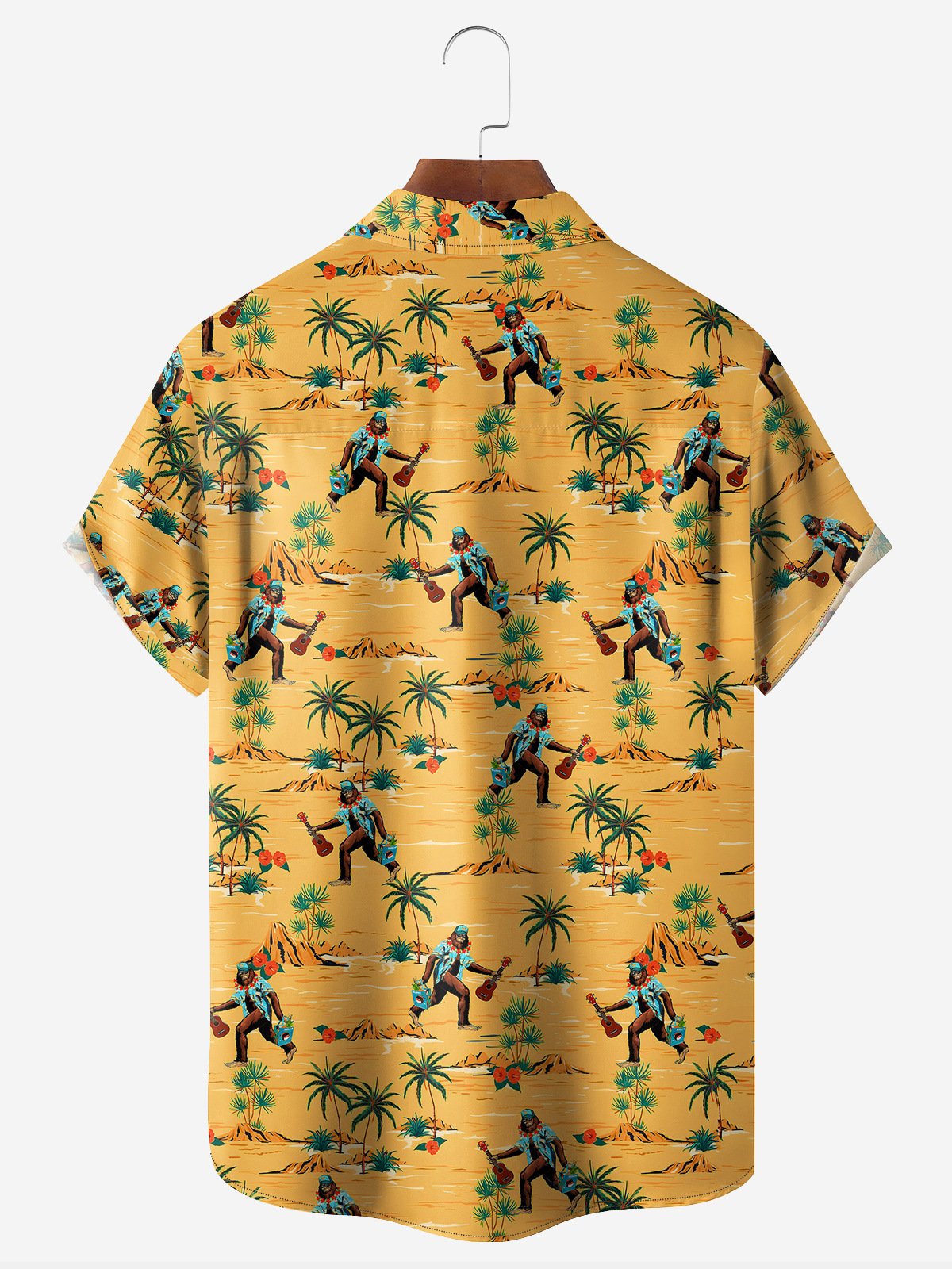 Kokosnussbaum Großfuß Brusttasche Kurzarm Hawaiische Bluse