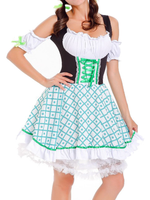 Oktoberfest Bayerisch traditionell Bier Kurzarm Schnürung Schleife Kleid