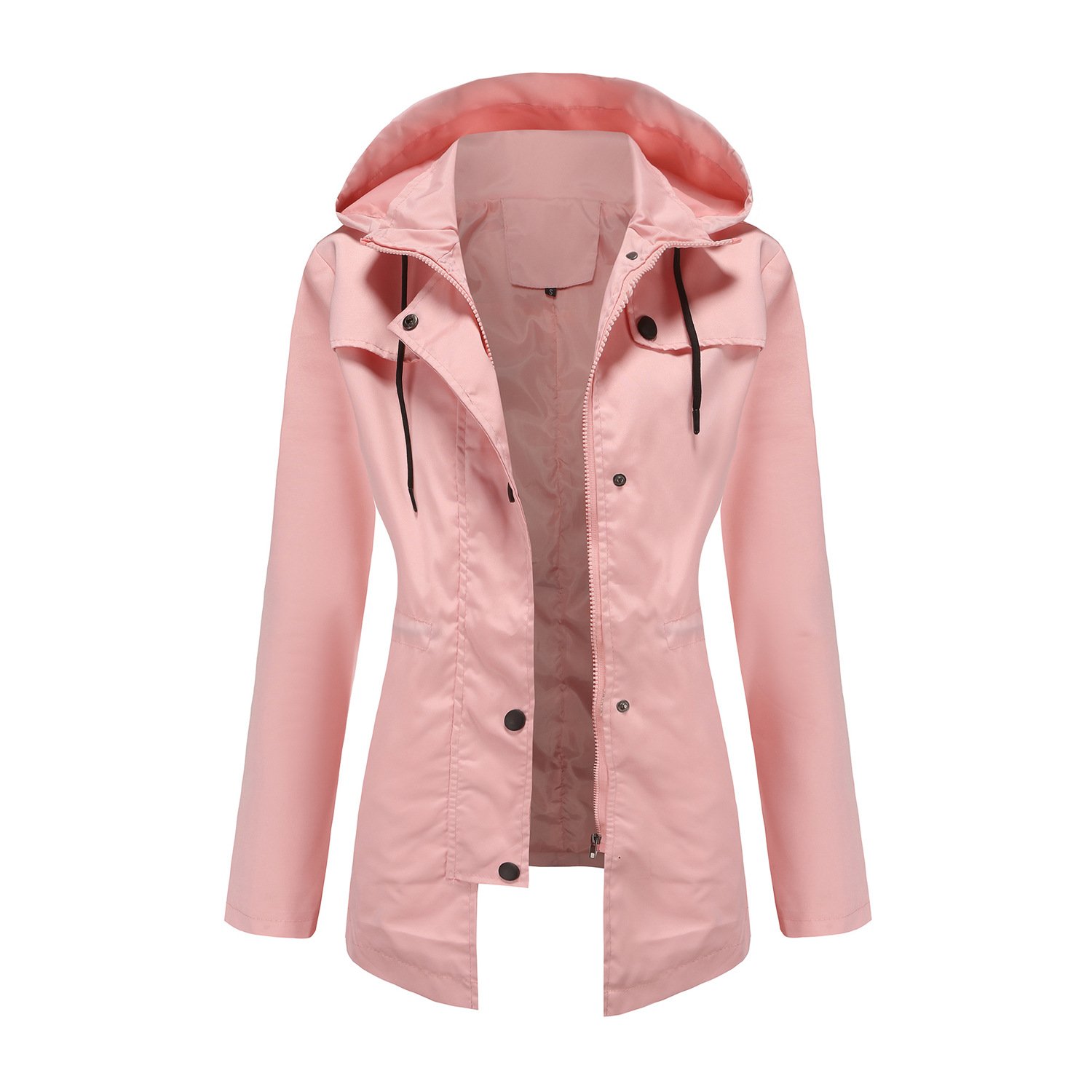 Regelmäßige Passform Unifarben Kapuze Lässig Trenchcoat