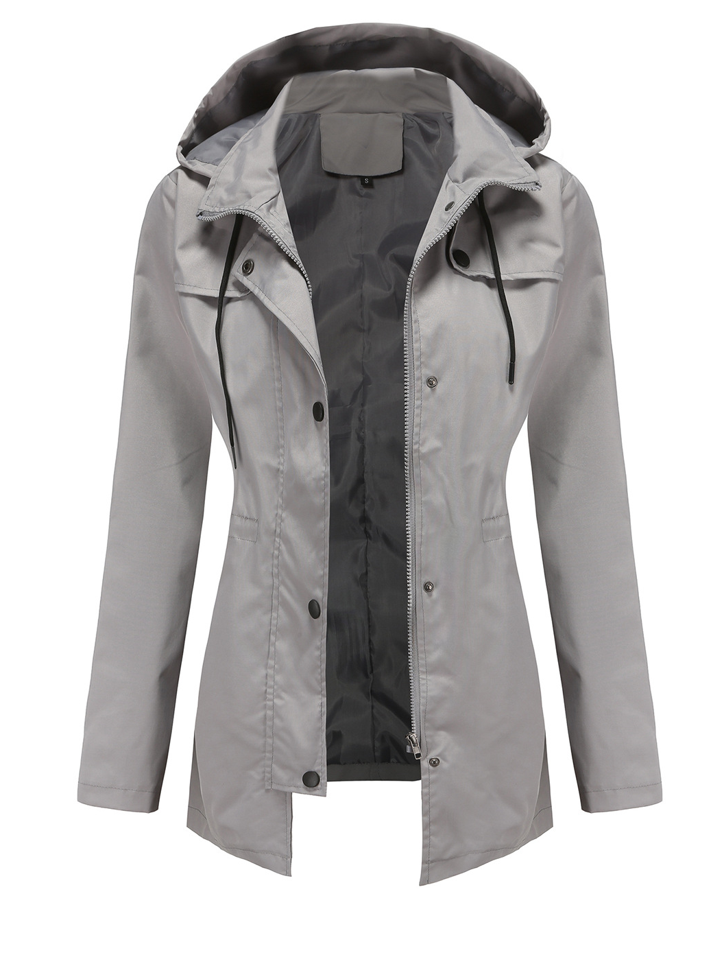 Regelmäßige Passform Unifarben Kapuze Lässig Trenchcoat
