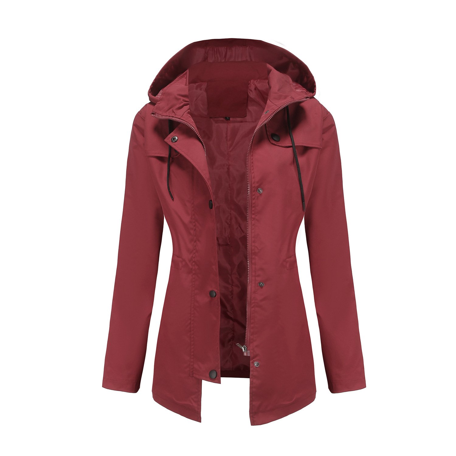 Regelmäßige Passform Unifarben Kapuze Lässig Trenchcoat