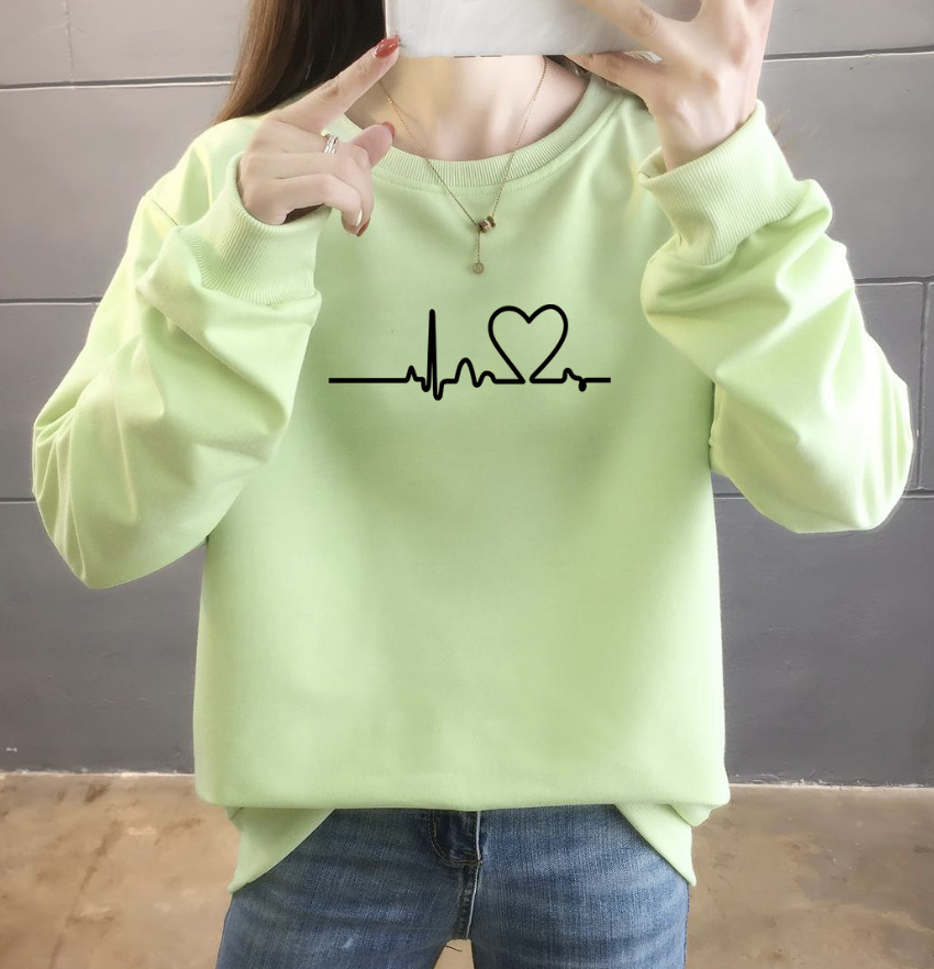 liebes Herz Langarm Rundhals Lässig Sweatshirt