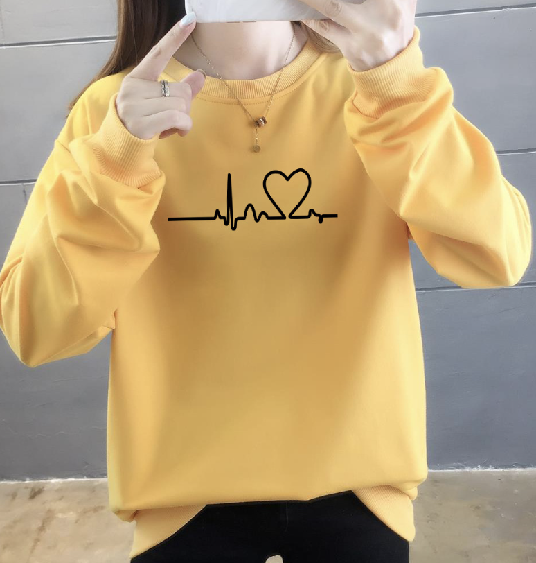 liebes Herz Langarm Rundhals Lässig Sweatshirt