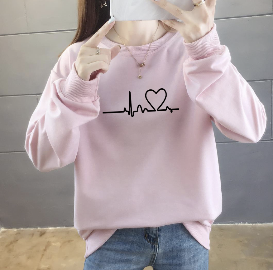 liebes Herz Langarm Rundhals Lässig Sweatshirt