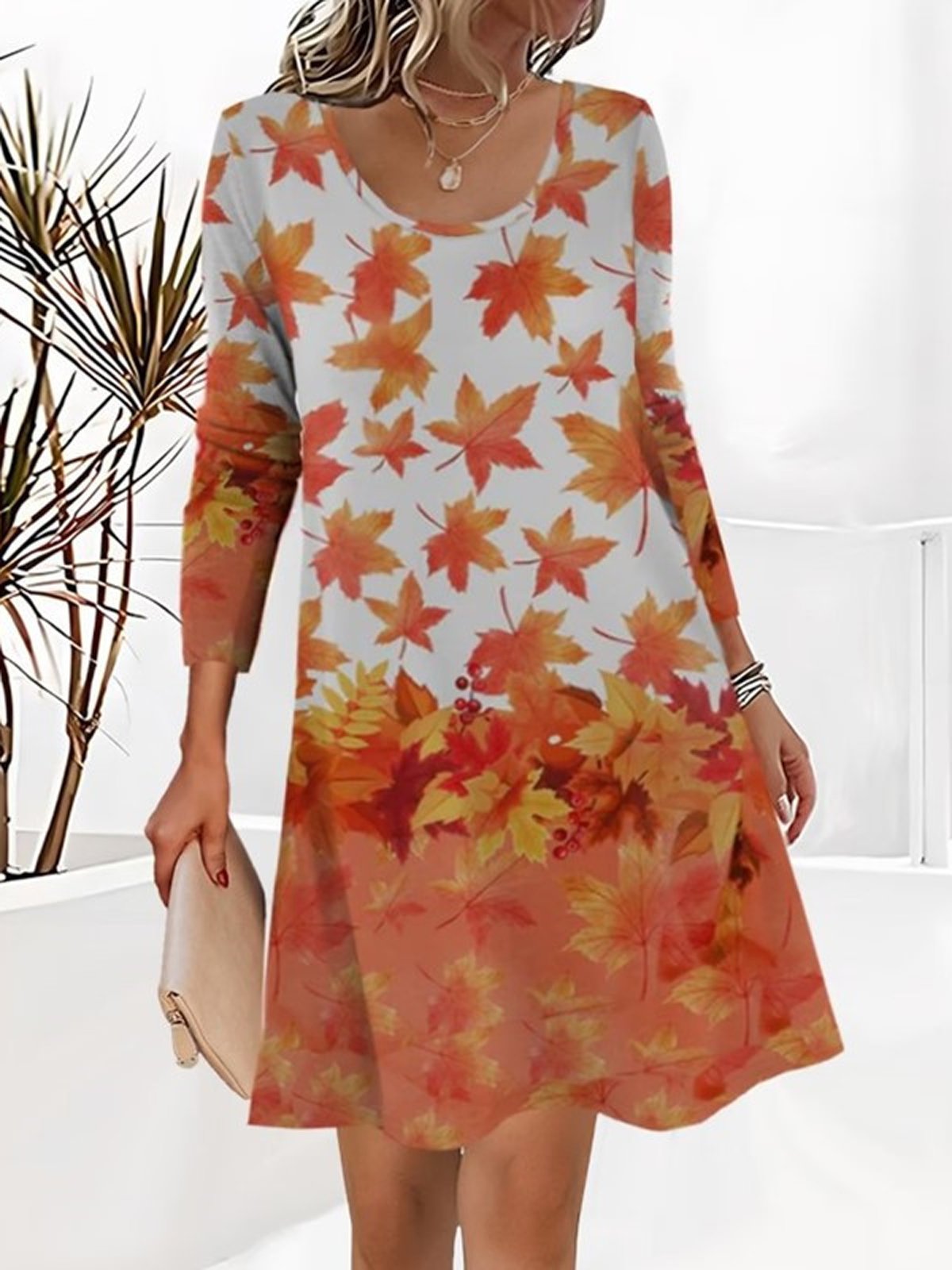 Geblümt Freizeitkleid Mit Nein