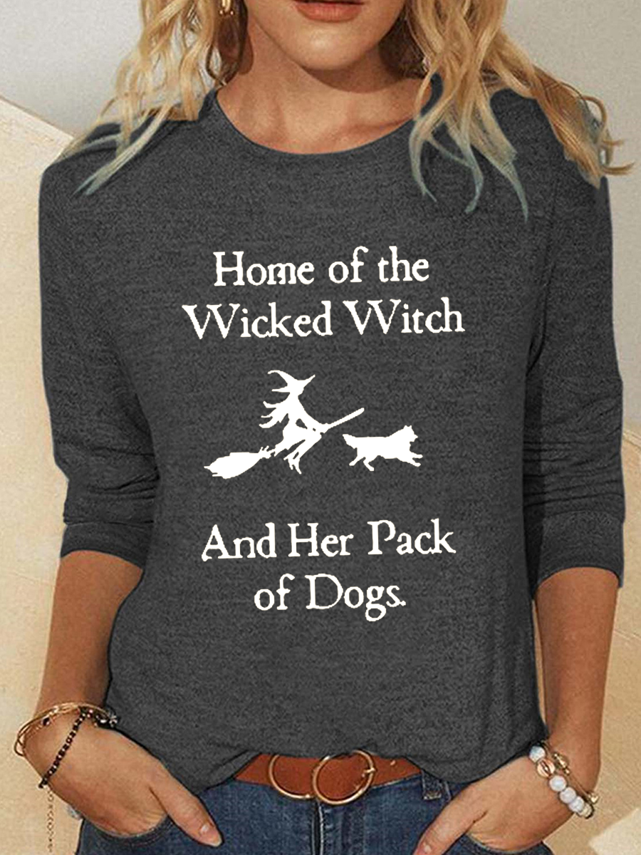 Zuhause der das Böse Hexe und ihr Pack der Hunde Print Lässig Hund Regelmäßige Passform Bluse